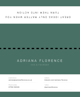 Folded business card, long edge