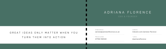 Folded business card, short edge