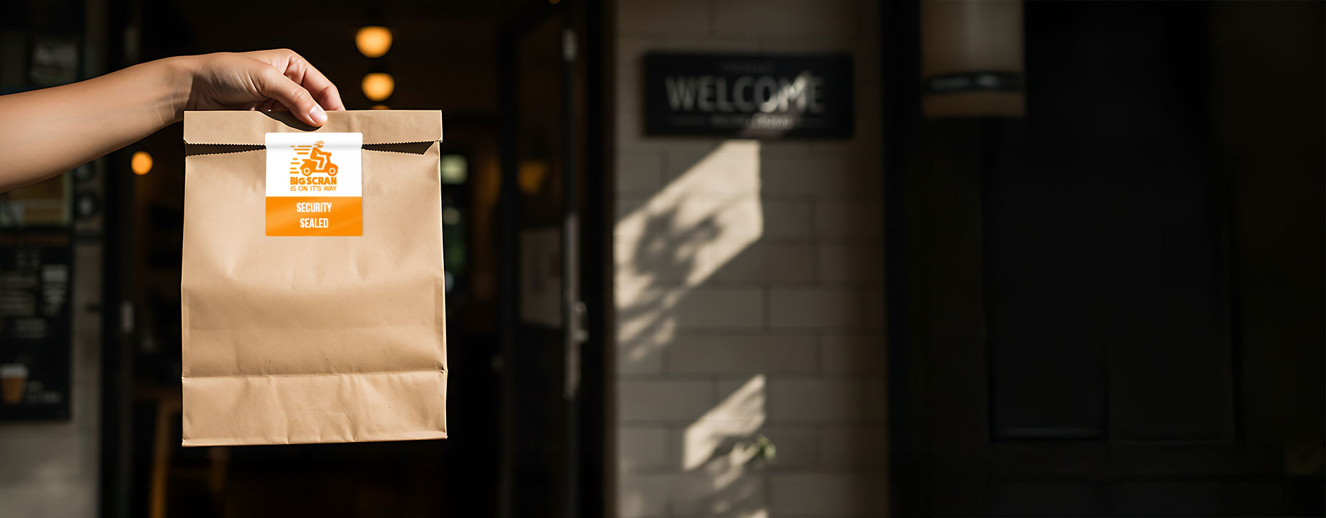 Food seal sticker on paper bag