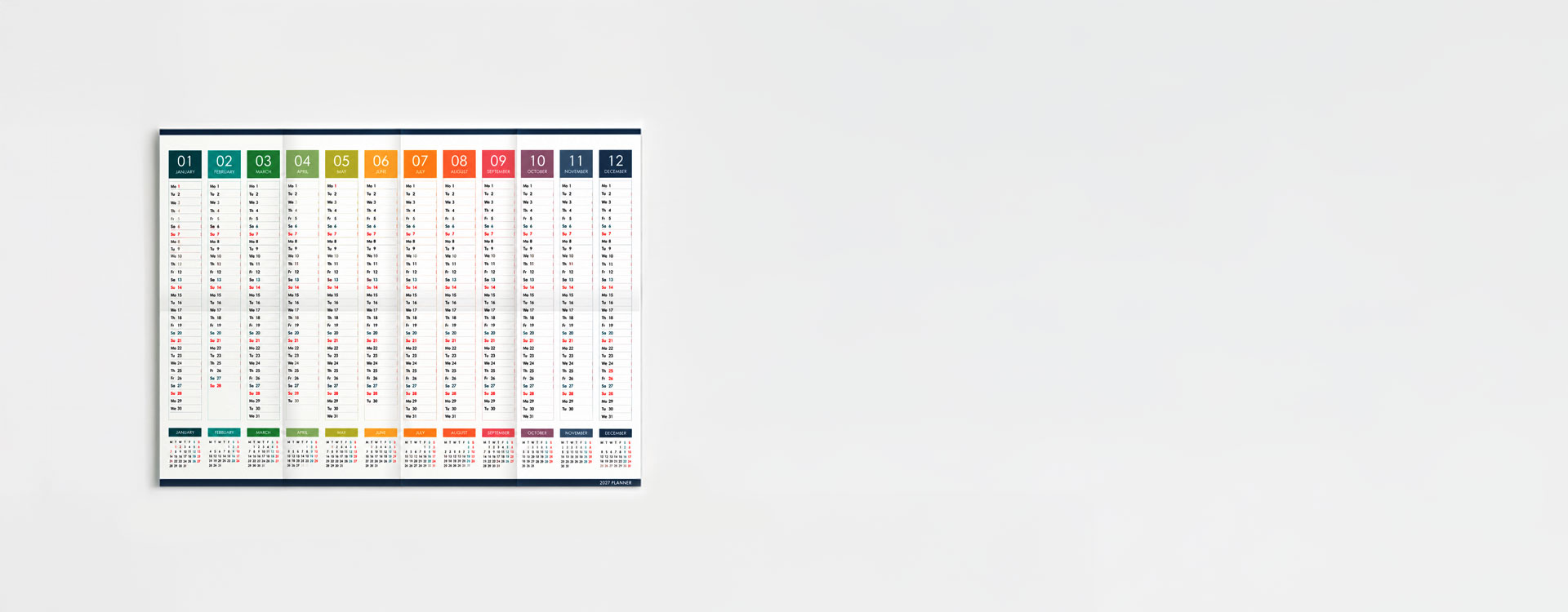 Folded Wall Planner Calendars 2027 | Year Planner Printing | instantprint