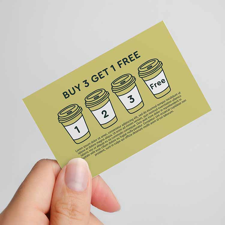 Close up of branded loyalty cards in carousel display