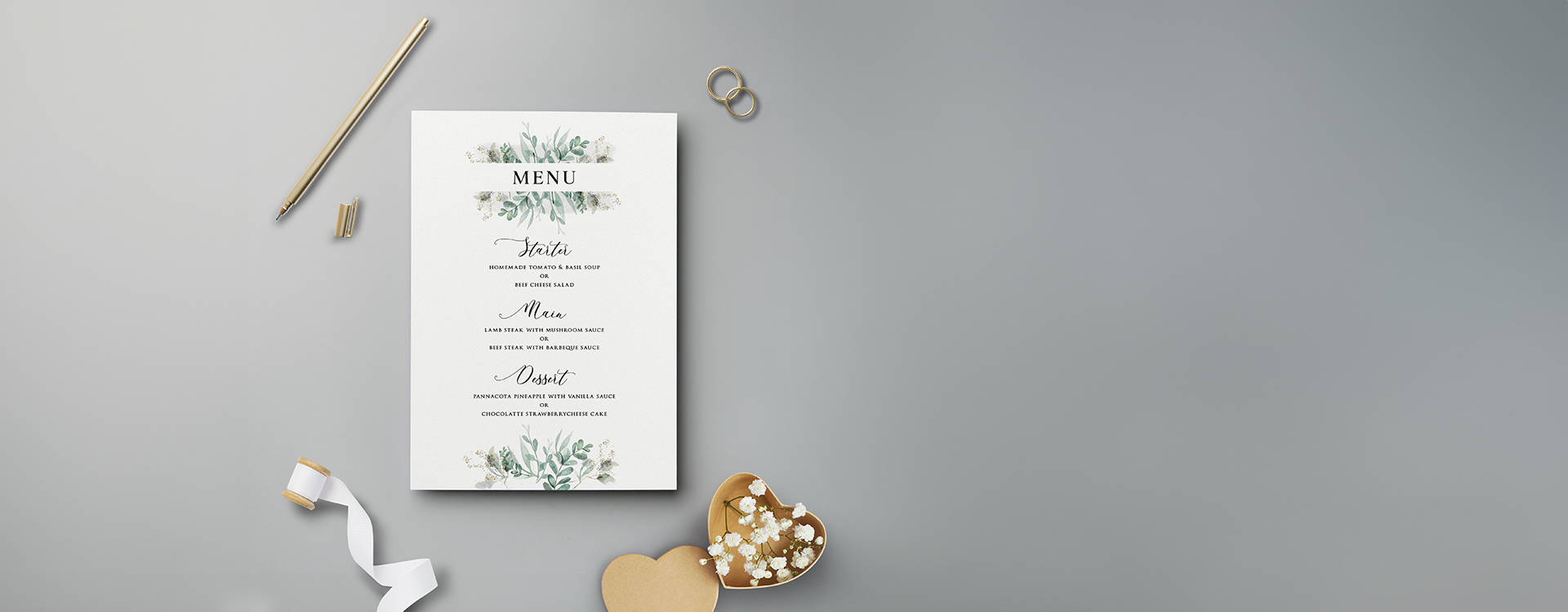 Wedding Menu Cards Printing, Wedding Breakfast Menu Templates & Printing | instantprint